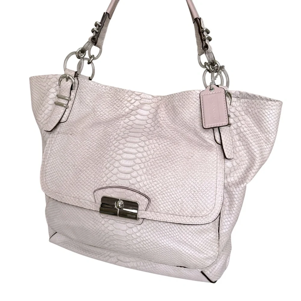🆕 Coach Kristin Python Large Tote Shoulder Bag Snakeskin